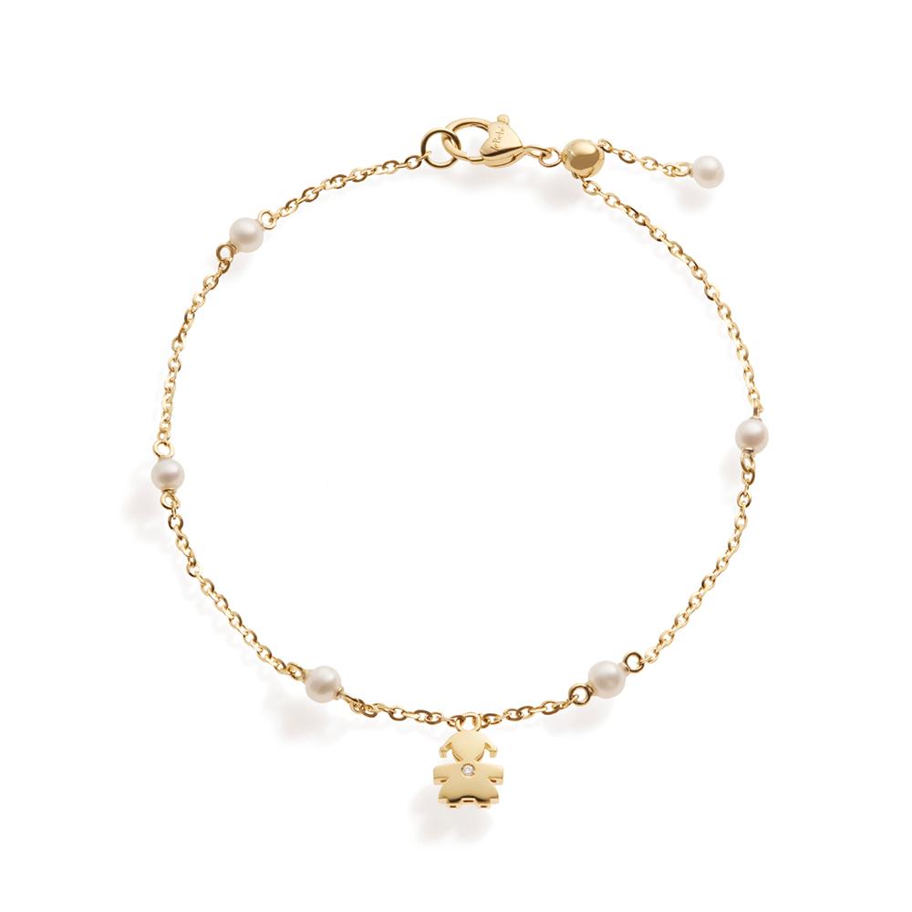 Bracciale bimba oro giallo perle diamante