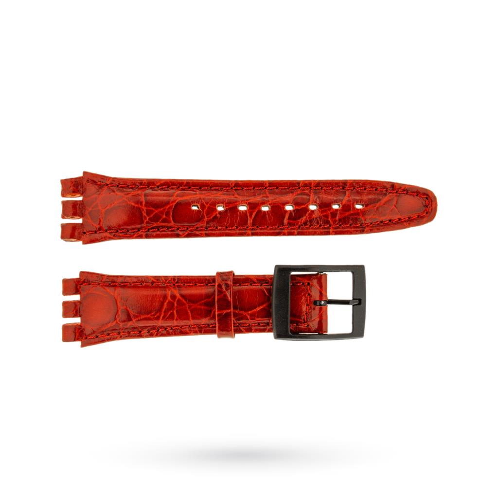 Cinturino orologi Swatch imbottito rosso imitazione cocco 18mm - 