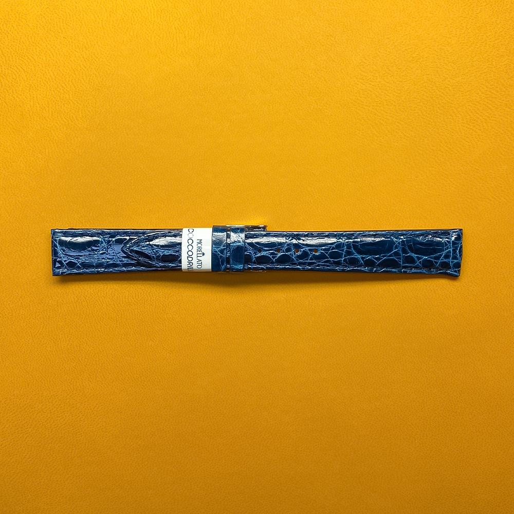 Cinturino coccodrillo blu semimbottito 16-14mm - MORELLATO