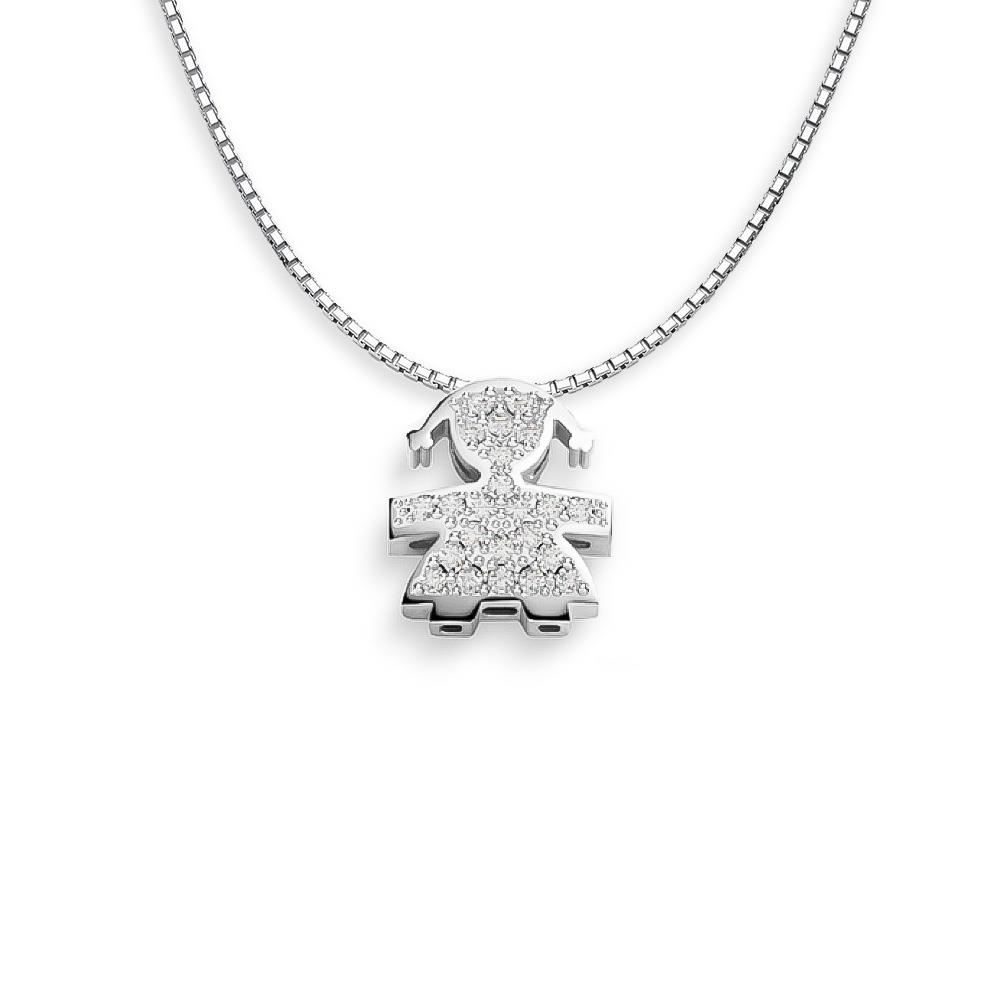 Collana per mamme con sagoma bambina oro e diamanti