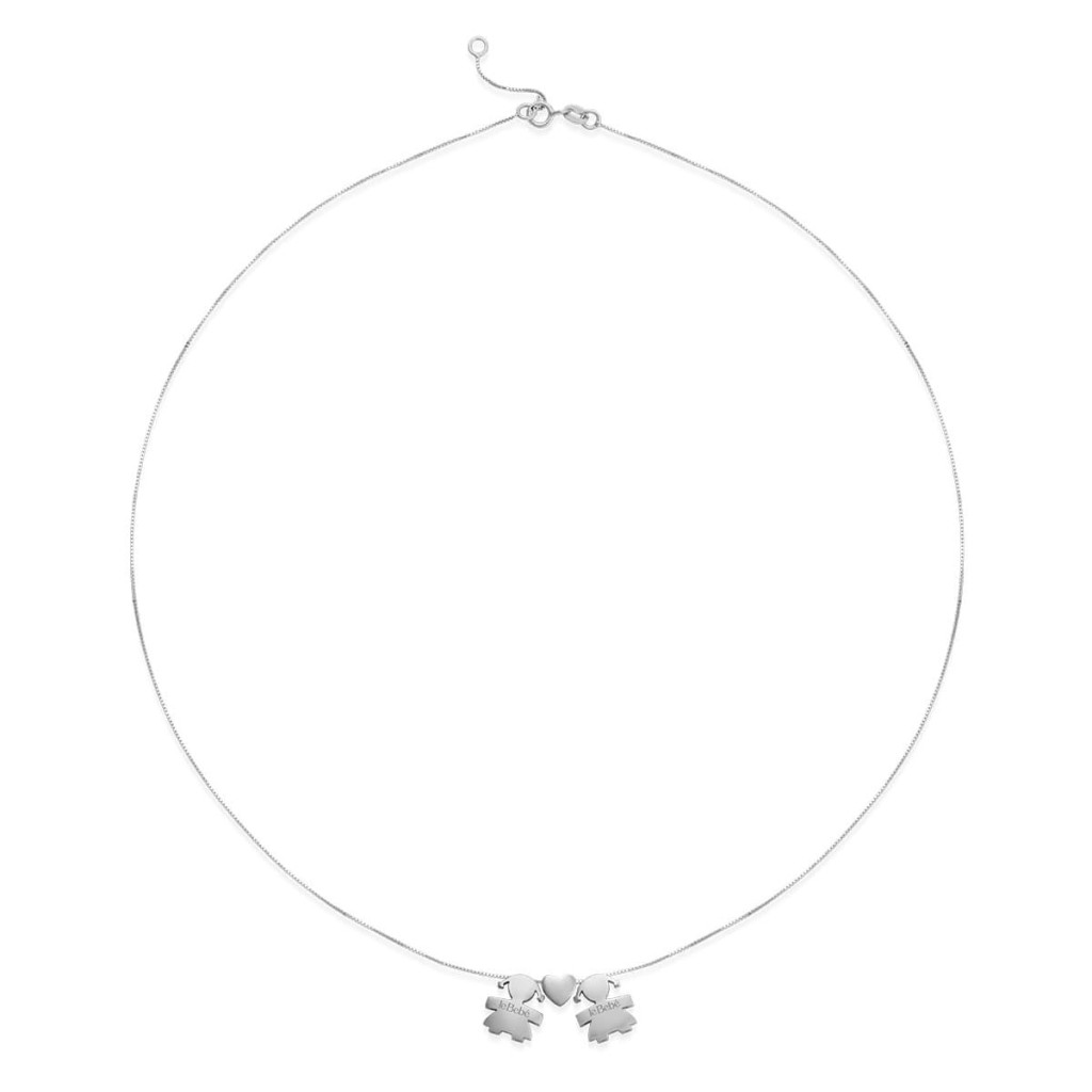 leBebe LBB918-FF Girl-Heart-Girl Necklace in White Gold - LE BEBE