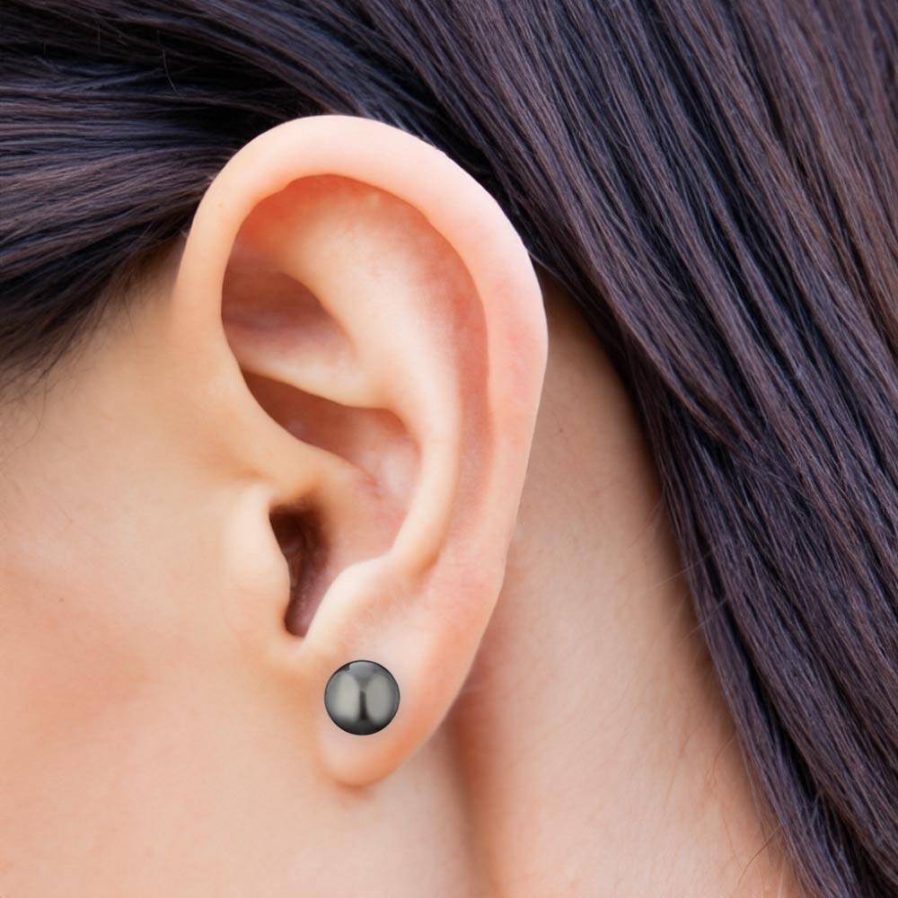  Orecchini in oro con perla Tahiti nera &Oslash; 9,00 mm - COSCIA