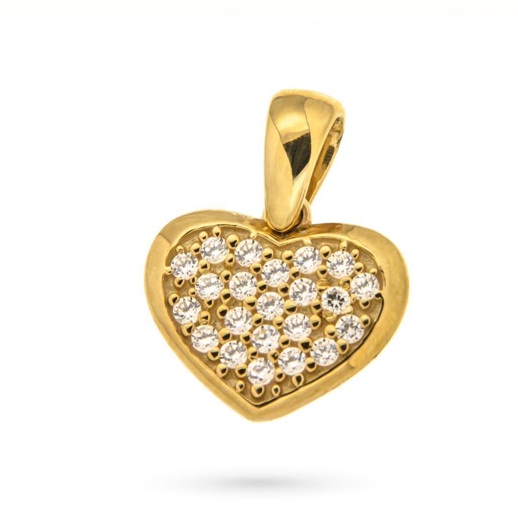 18kt yellow gold small heart pendant with zirconia  - LUSSO ITALIANO