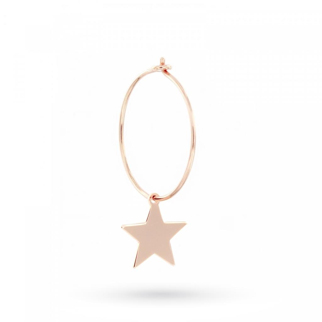 Hoop earring with pendant star in rose gold plated silver - MAMAN ET SOPHIE