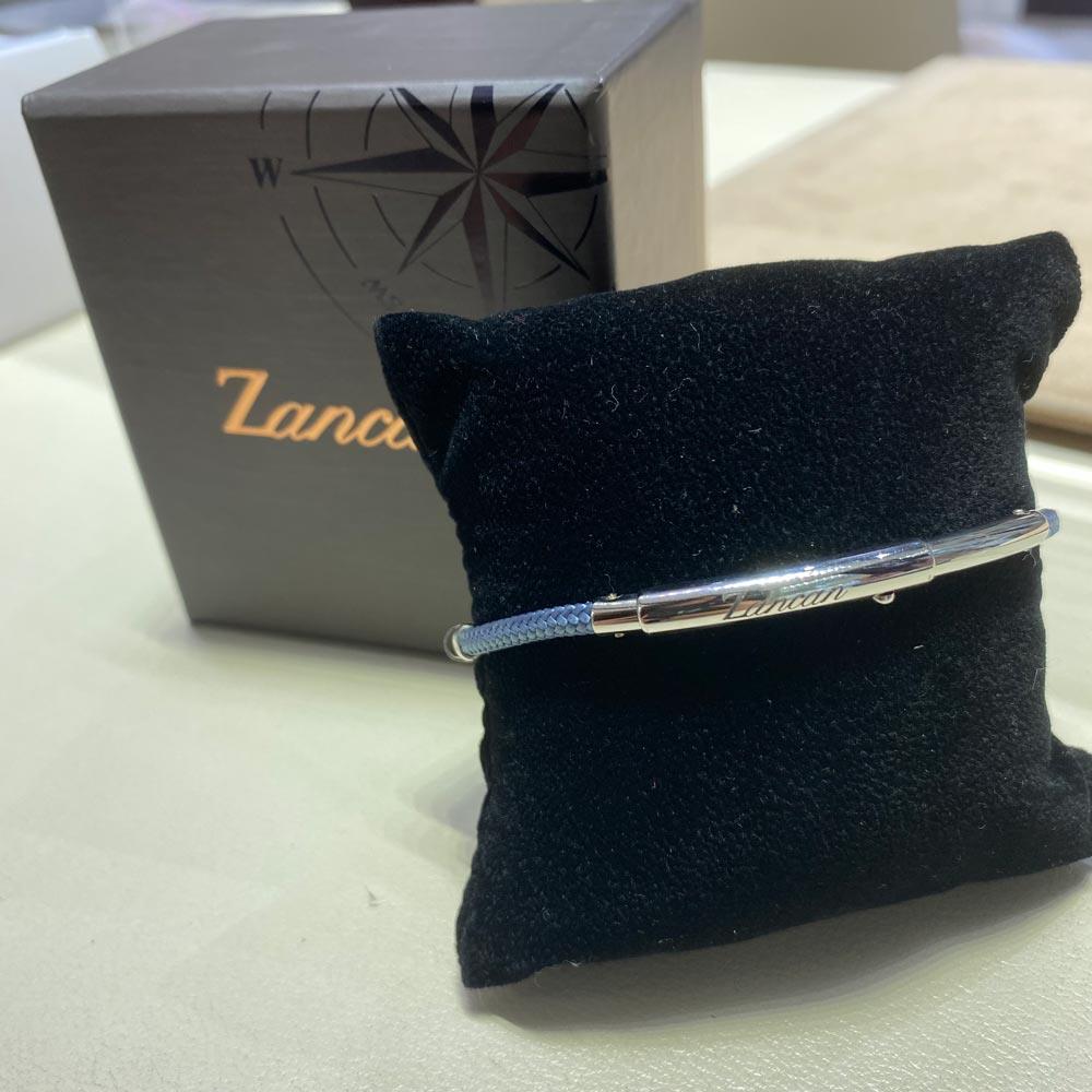  Zancan EXB762-AV kevlar bracelet with silver plate and sapphire - ZANCAN