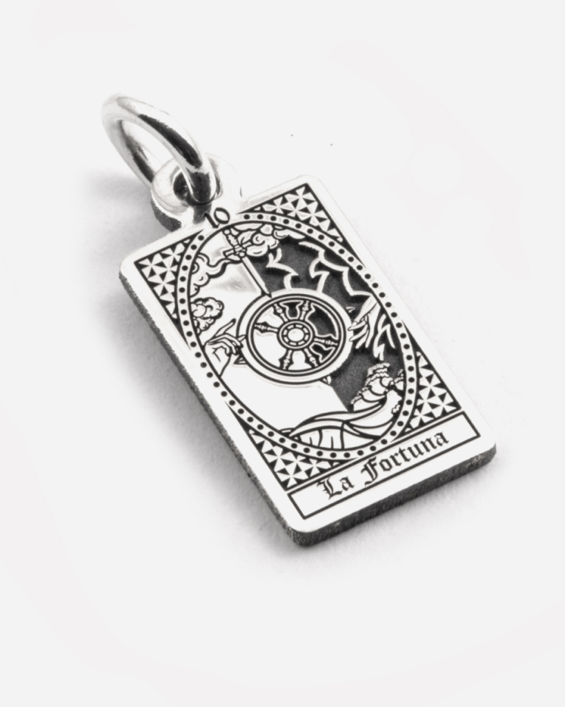 Ciondolo Carta Tarocchi La Fortuna in argento 925 Grande