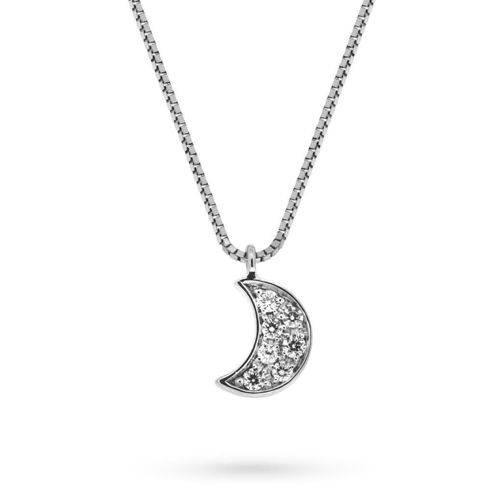 White gold moon necklace with 0.09 ct diamonds - MIRCO VISCONTI