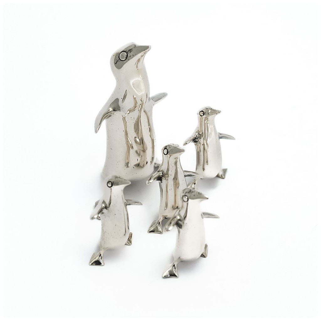 5 penguins place card holders 800 silver - 
