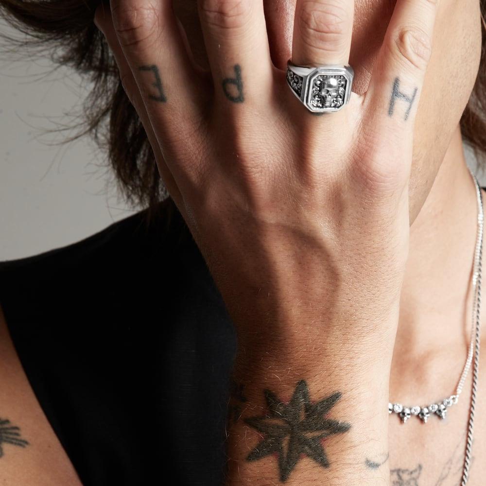  Chevalier Skull Stamp argento teschio Nove25 misura 20 - NOVE25