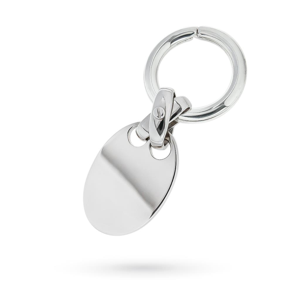 Portachiavi argento 925 piastra ovale liscia - LUSSO ITALIANO
