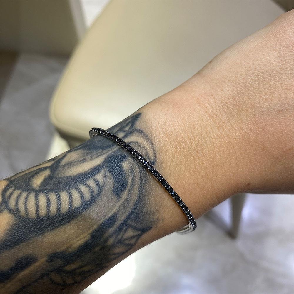  Bracciale tennis oro bianco diamanti neri 0,74ct - LELUNE