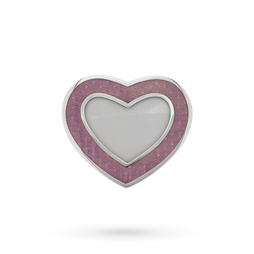 Cornice portafoto argento cuore smalto lilla 7x5 cm - ITALO GORI