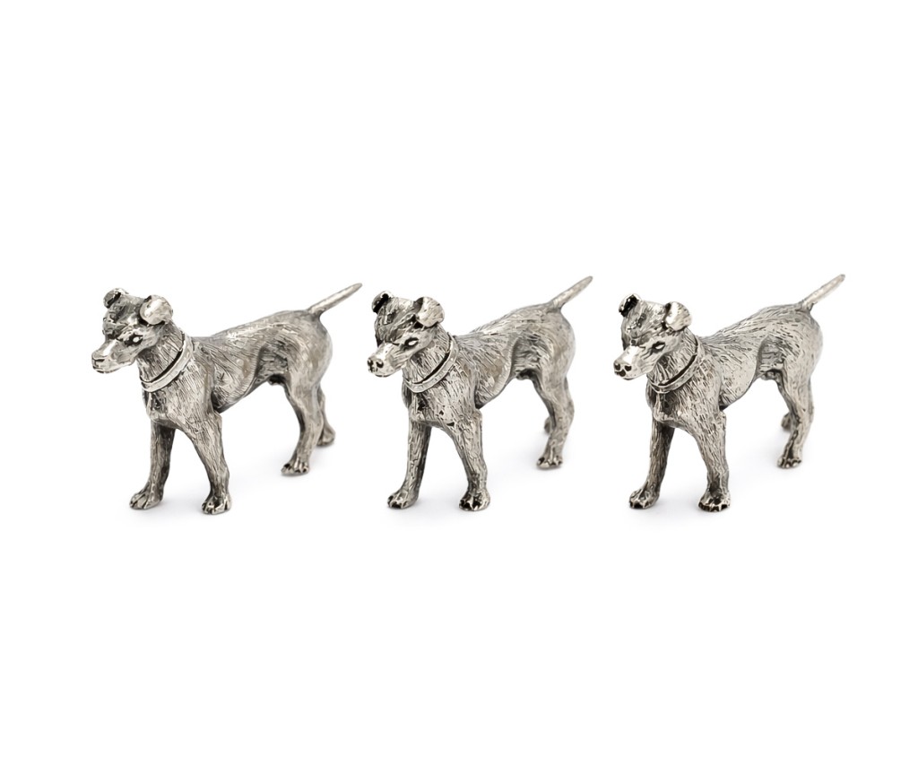 3 dogs place card holders 800 silver - 