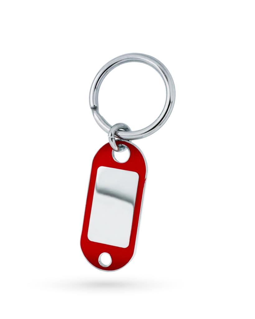 925 sterling silver keyring with red polished plate  - CICALA