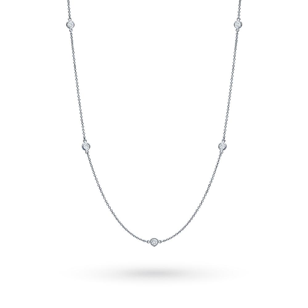 Girocollo rol&ograve; in oro bianco con 5 diamanti 0,20ct - CICALA