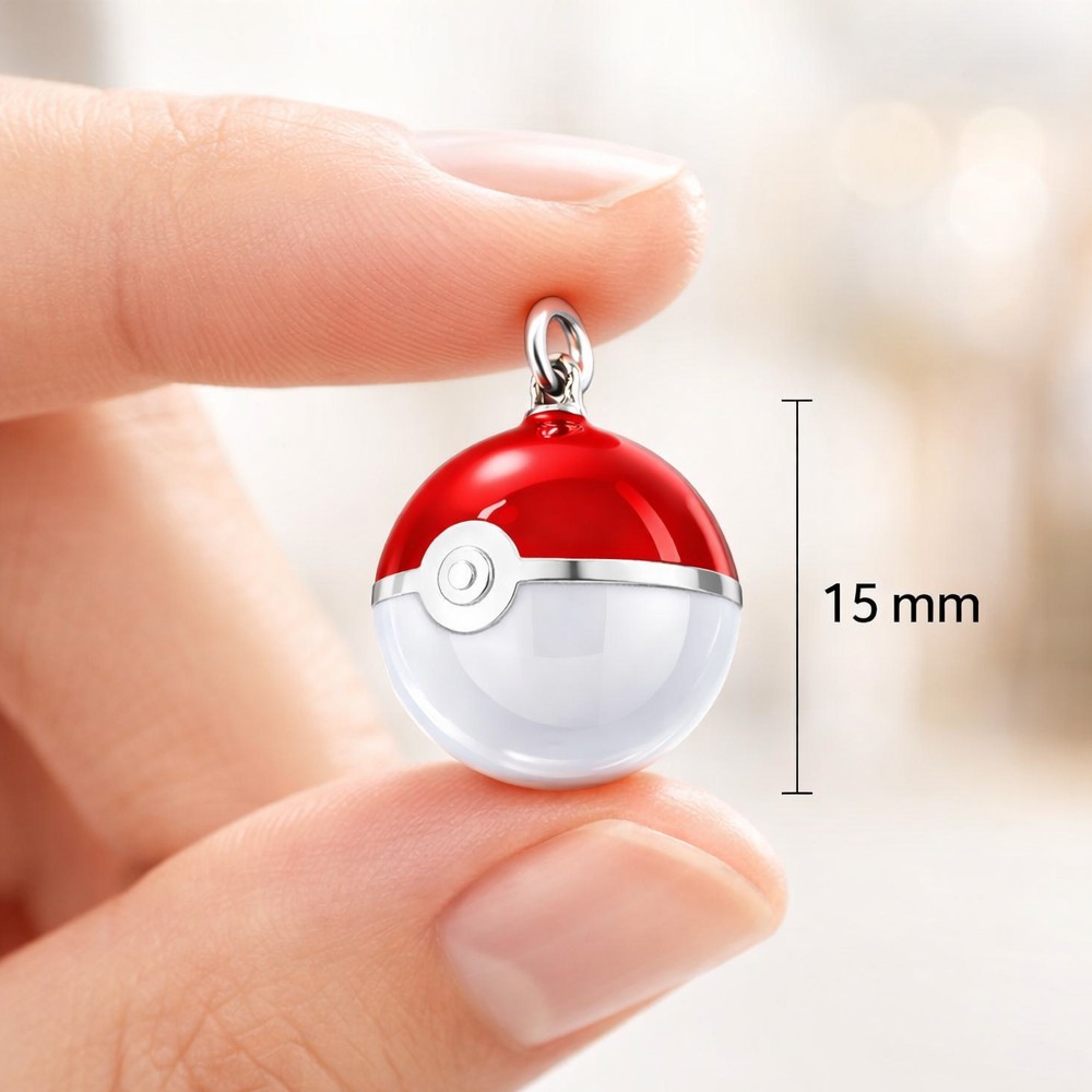 Pokeball ciondolo sfera argento smalto rosso bianco - LUSSO ITALIANO