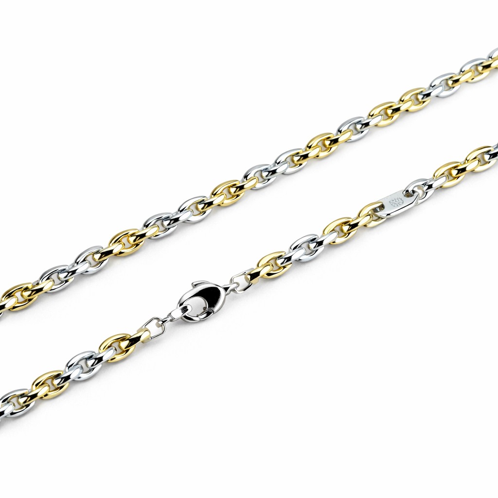 Catena in oro bianco e giallo da uomo 50cm