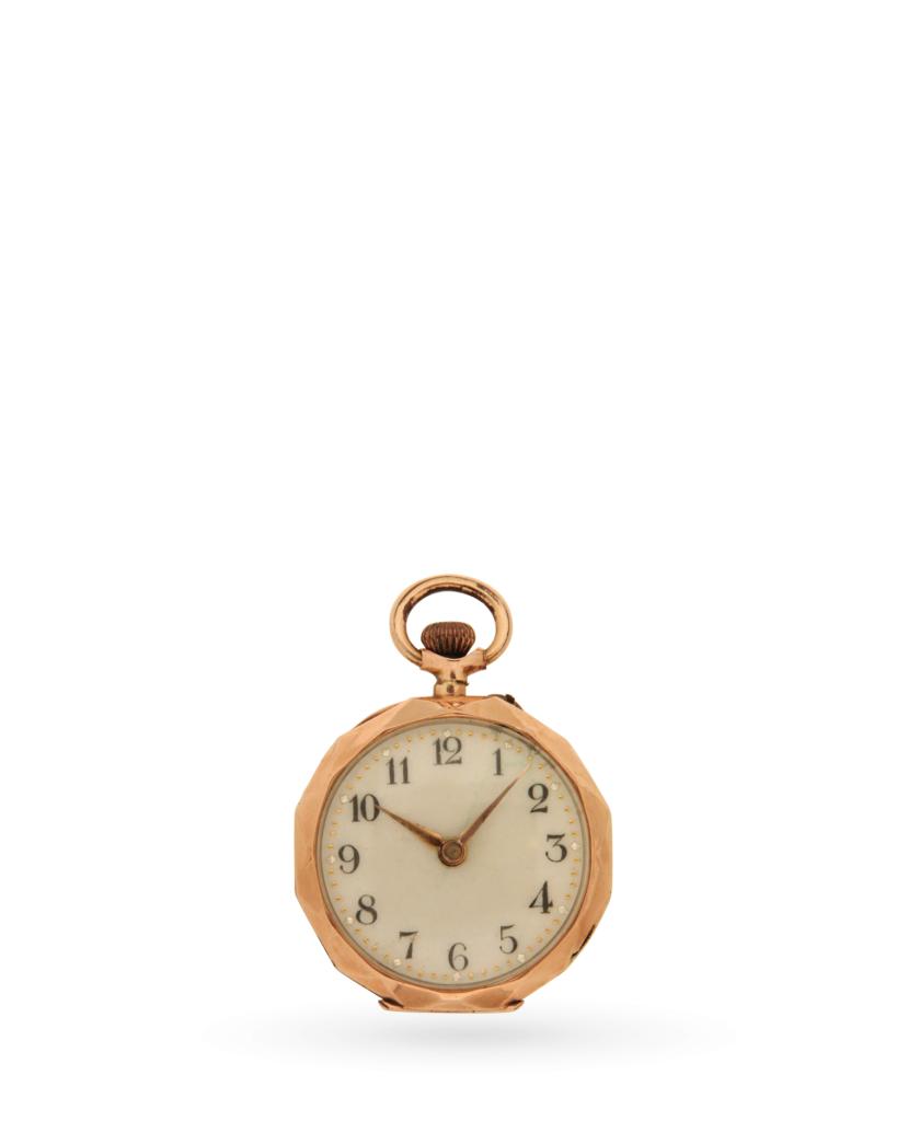 Orologio da tasca vintage piccolo in oro rosa 12kt - UNBRANDED