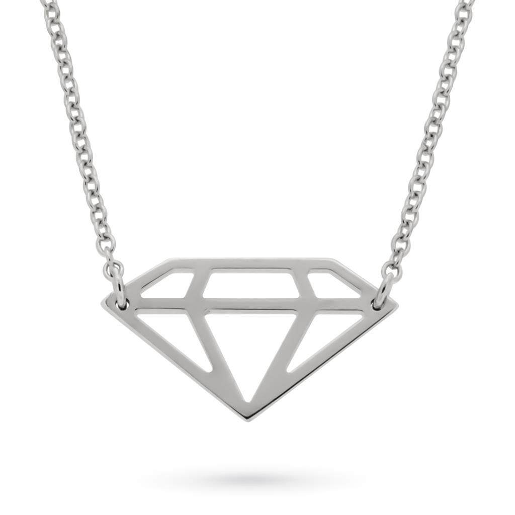 Girocollo in oro bianco con simbolo diamante - CICALA