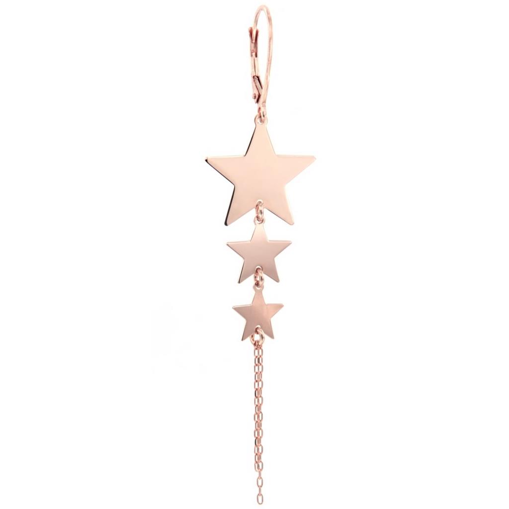 Single pendant earring with 3 stars in 925 silver rose gold plated - MAMAN ET SOPHIE