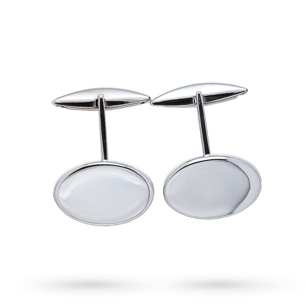 Oval shiny cufflinks 925 silver - Italian craftsmanship - SATURNO