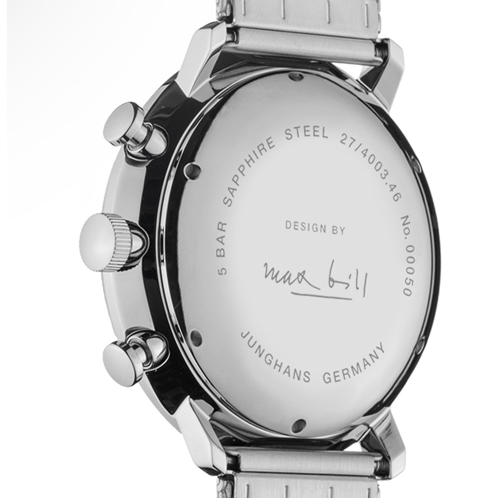  Junghans max bill Chronoscope 27-4003.46 Argento 40,0 mm - JUNGHANS