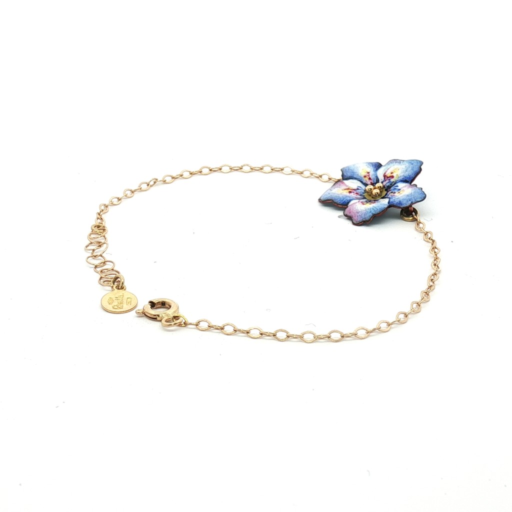 Bracciale "Anemone Blu" Gabriella Rivalta &ndash; Oro Giallo 18kt e Miniatura in Smalto a Fuoco - GABRIELLA RIVALTA