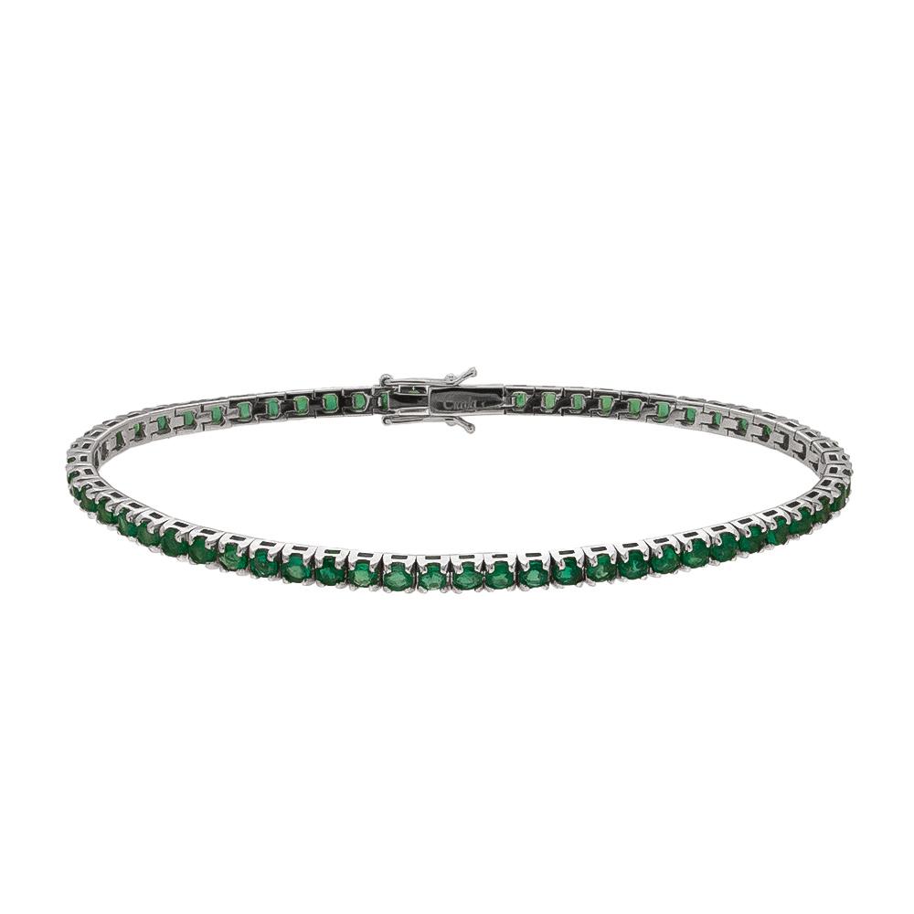 Bracciale tennis in oro bianco con smeraldi 4,16ct - CICALA