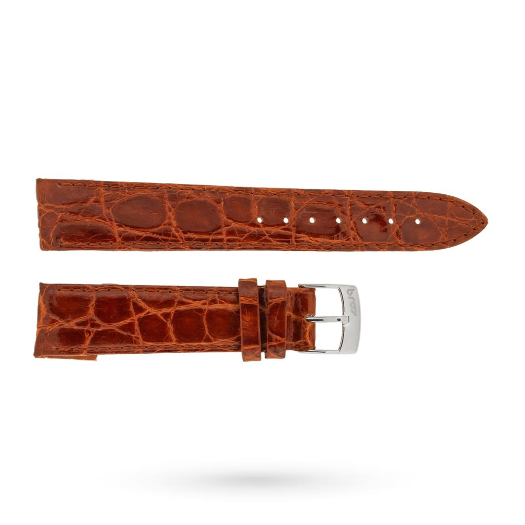 Strap for watches fixed lug brown crocodile 18-16mm - BROS