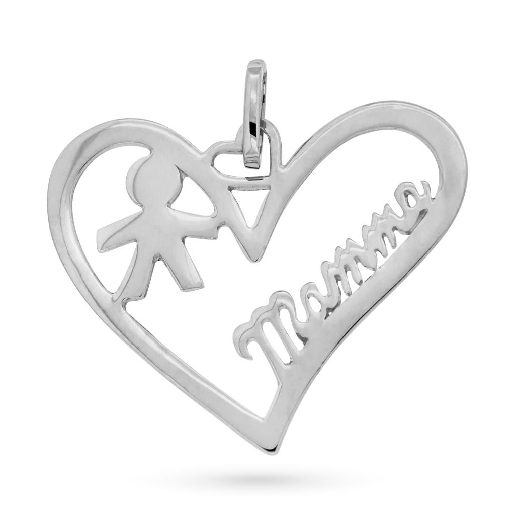  Ciondolo cuore traforato bimbo mamma oro - LUSSO ITALIANO
