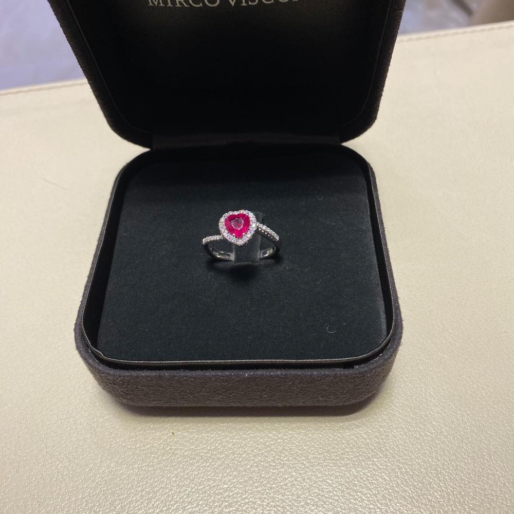  Anello rubino cuore 1,03ct contorno diamanti 0,17ct Mirco Visconti - MIRCO VISCONTI