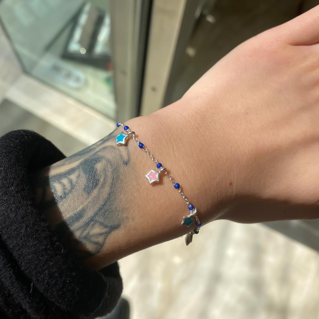 Bracciale Dodo Mariani catenella minismalti blu stelle 18cm - DODO MARIANI