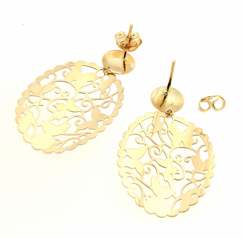  Orecchini pendenti oro traforati trama farfalle - LUSSO ITALIANO