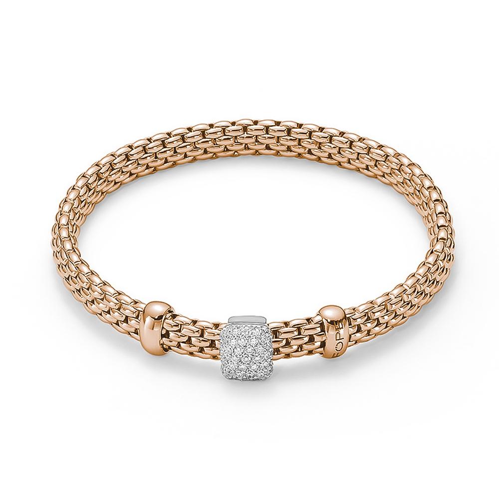 Bracciale Fope 561B PAVEM FlexIt oro rosa bianco diamanti - FOPE