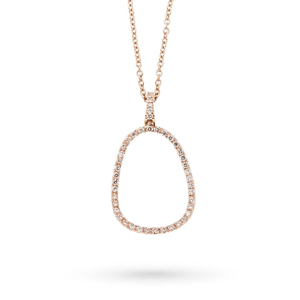 Girocollo oro rosa ciondolo ovale diamanti 0,32ct - CICALA
