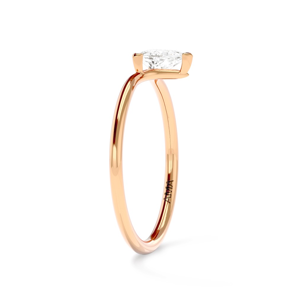  Anello oro rosa con diamante a triangolo 0,3 Carati Lab-Grown - misura 14 - AMA