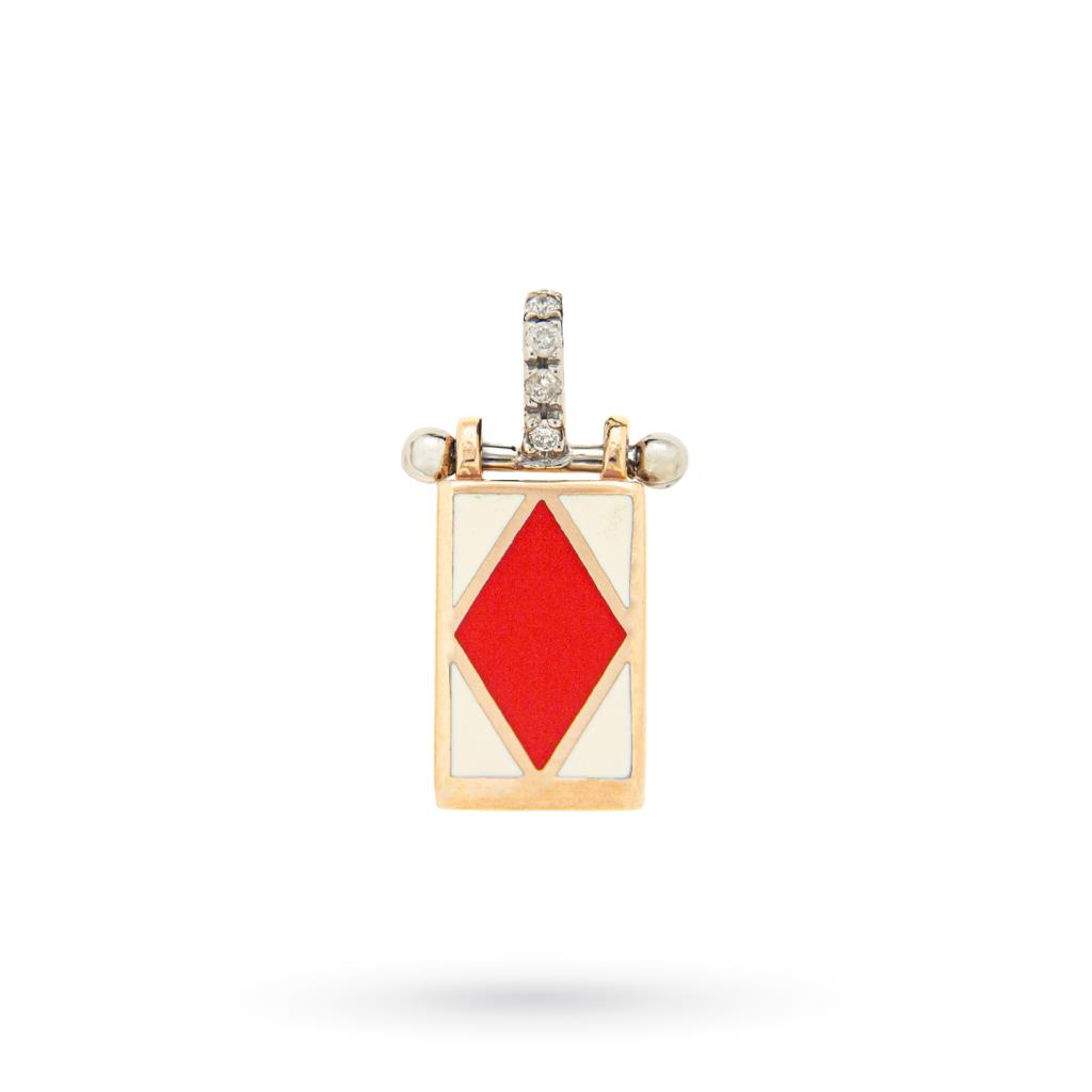 Pink gold enamel sailor flag pendant - ZANCAN