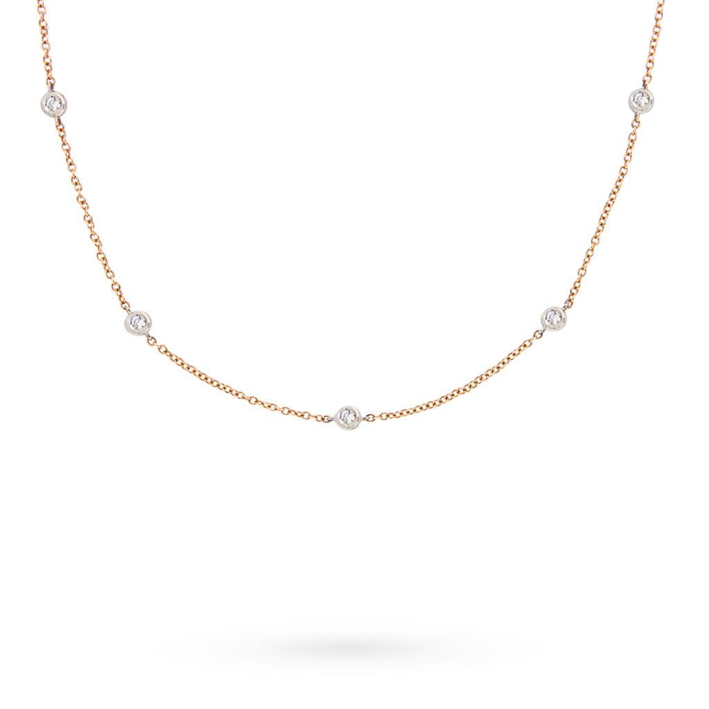 Small gold chain necklace with 0.31ct diamonds - UNBRANDED