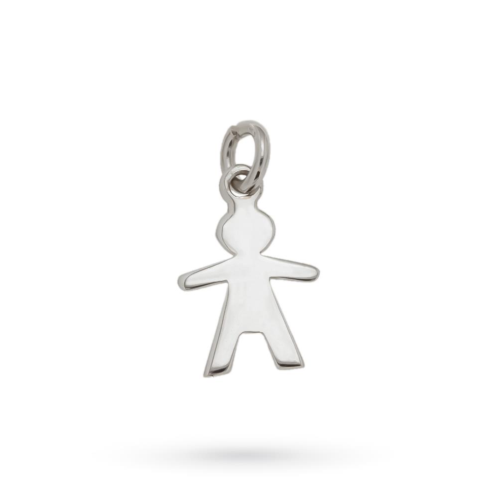 Ciondolo bimbo diamante su cuore oro bianco 18kt - LUSSO ITALIANO