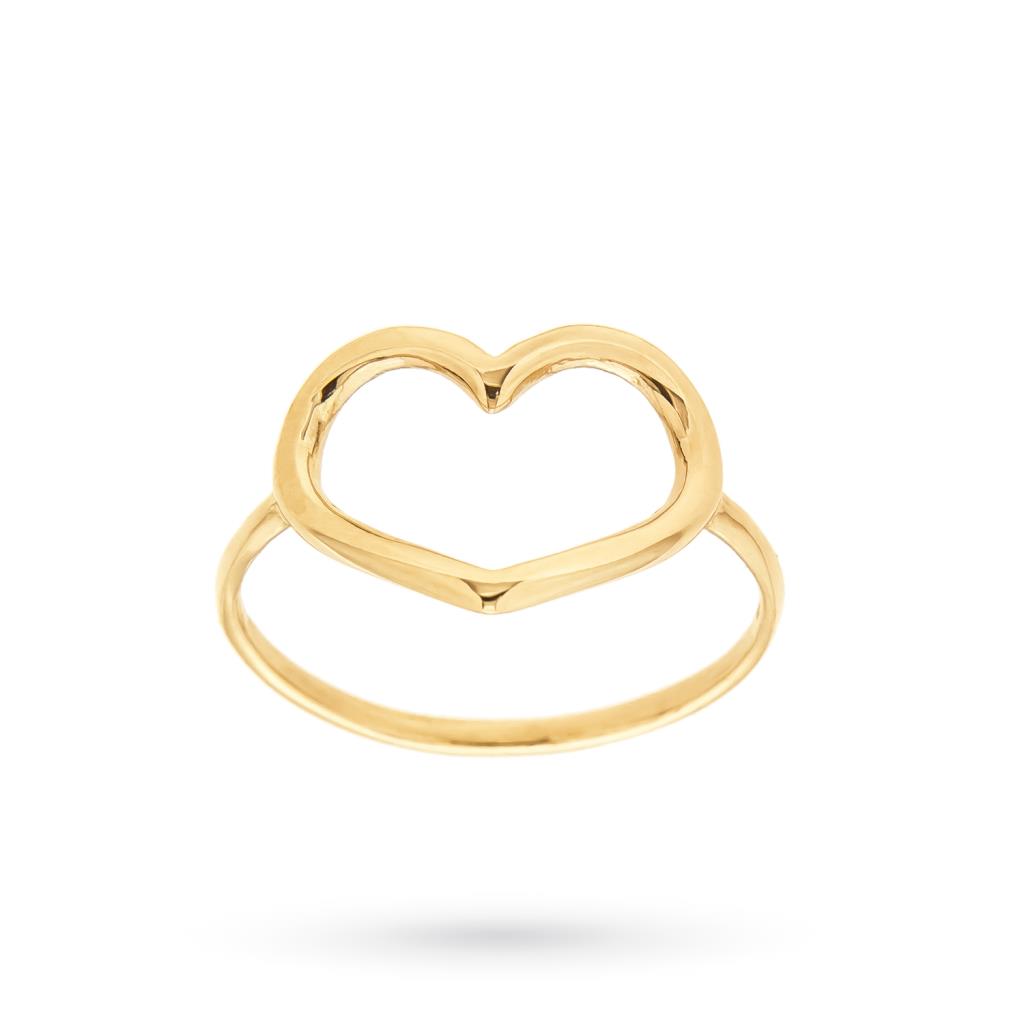 Yellow gold wire ring big heart - LUSSO ITALIANO