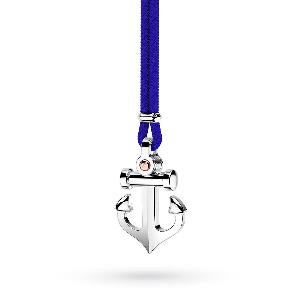 Zancan silver anchor necklace with blue rope - ZANCAN