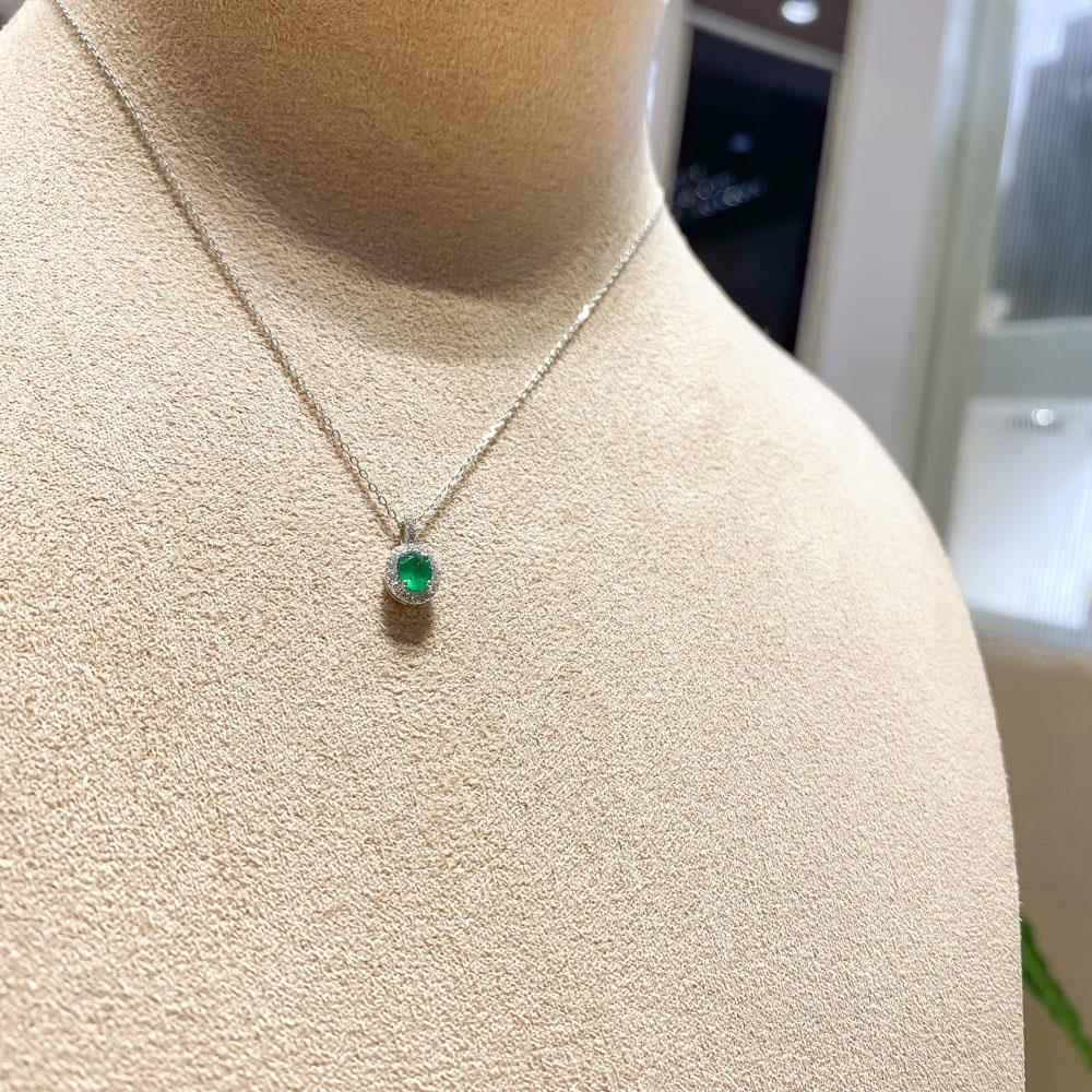  White gold necklace emerald oval 0,26ct diamonds 0,11ct Mirco Visconti - MIRCO VISCONTI