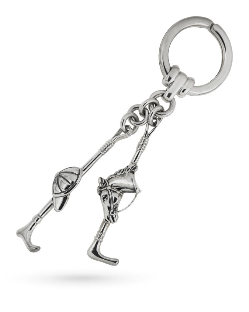 925 sterling silver keyring with polo mallet - UNBRANDED