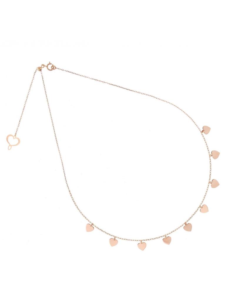 Collana aurum oro rosa 18kt con 9 cuori pendenti  - MAMAN ET SOPHIE