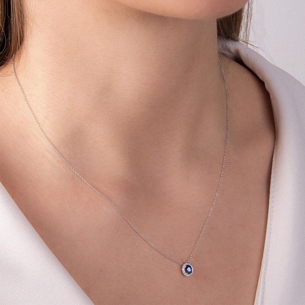 Girocollo in oro bianco con zaffiro 0,38ct diamanti 0,09ct Mirco Visconti - MIRCO VISCONTI