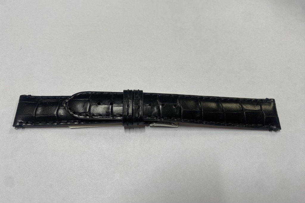 Cinturino coccodrillo Brasile nero lucido semimbottito 18-16mm - BROS