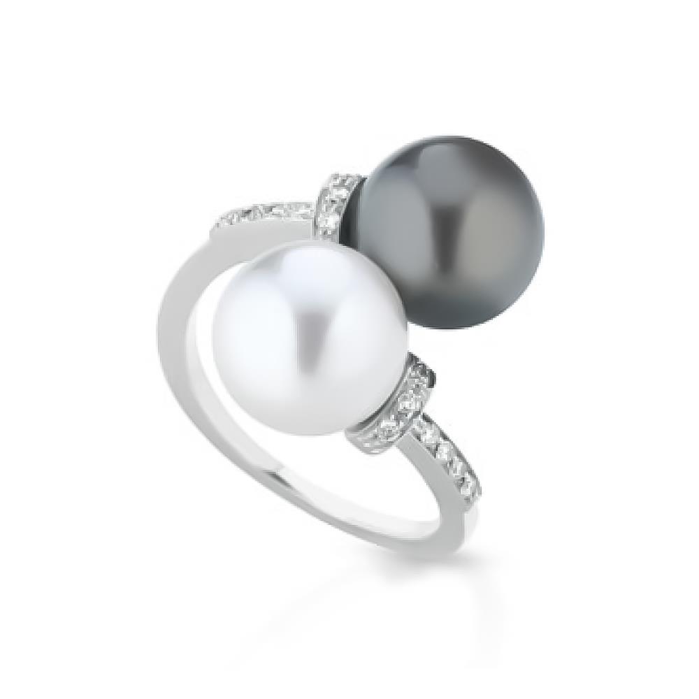 Contrary ring with Edision and Tahiti pearl Ø 10-11 mm - COSCIA