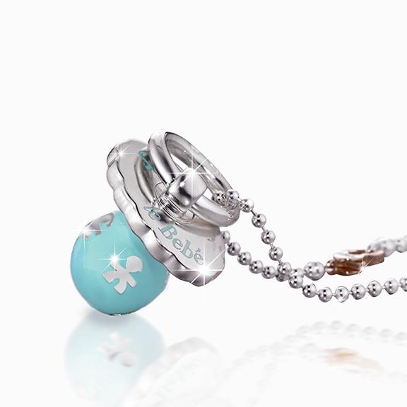  925 sterling silver charm leBebe SNM003 with baby pacifier and turquoise enamel - LE BEBE