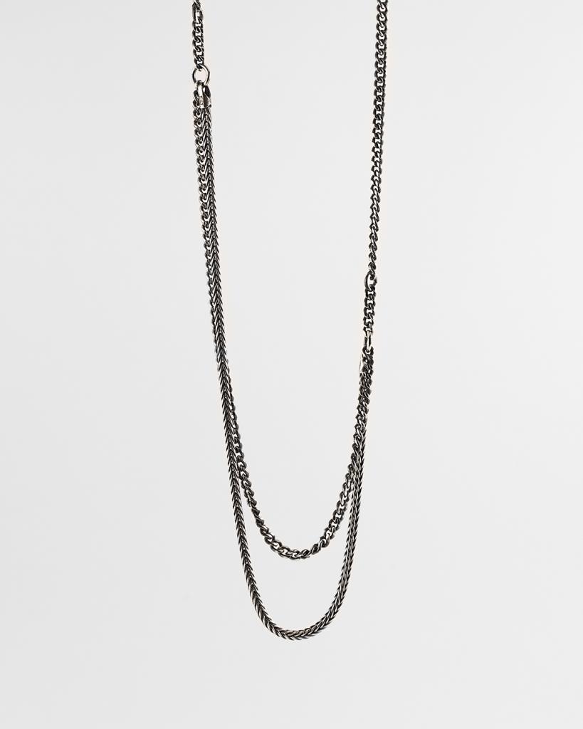 Nove25 shiny burnished silver two-strand hanger necklace - NOVE25