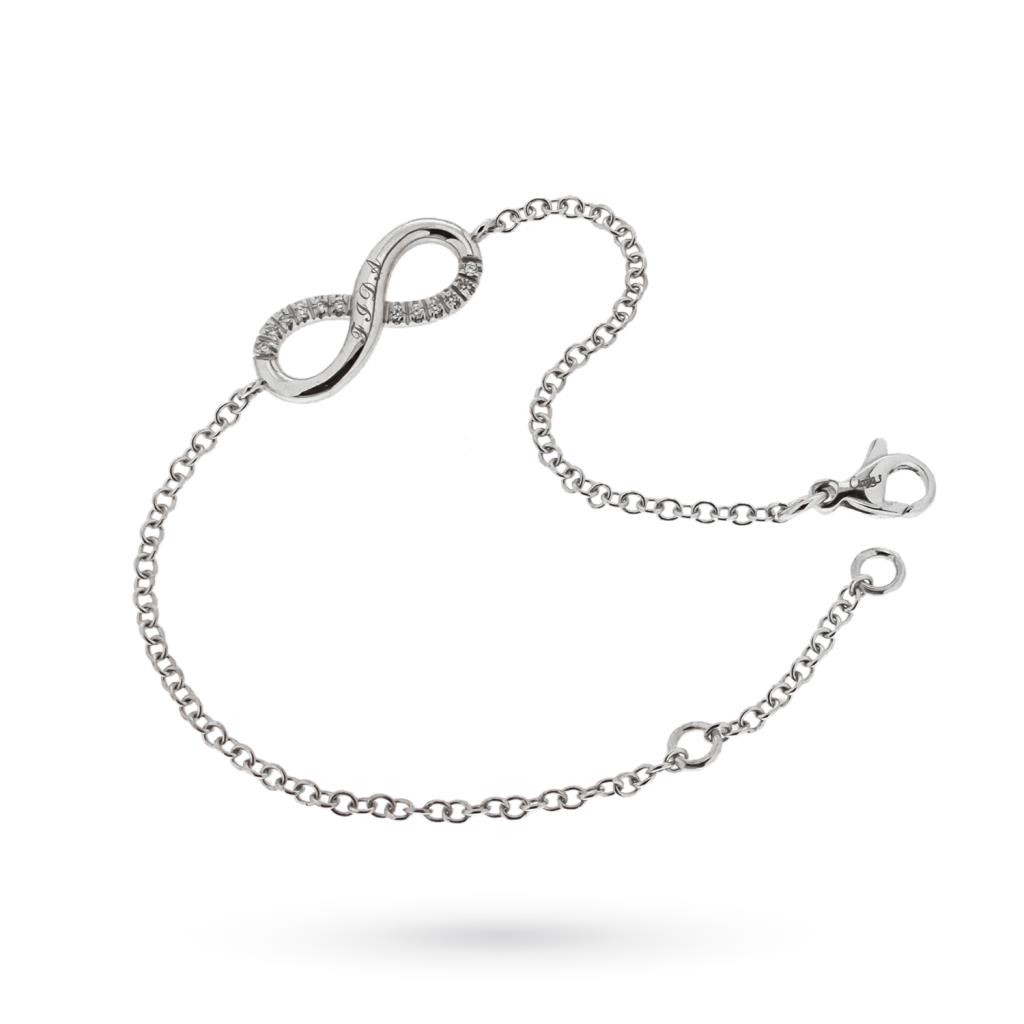 Bracciale infinito oro bianco e brillanti personalizzato - CICALA